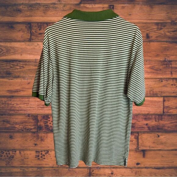 5 for $25🔥Large Basic Editions Striped Green Polo Shirt - Picture 2 of 4
